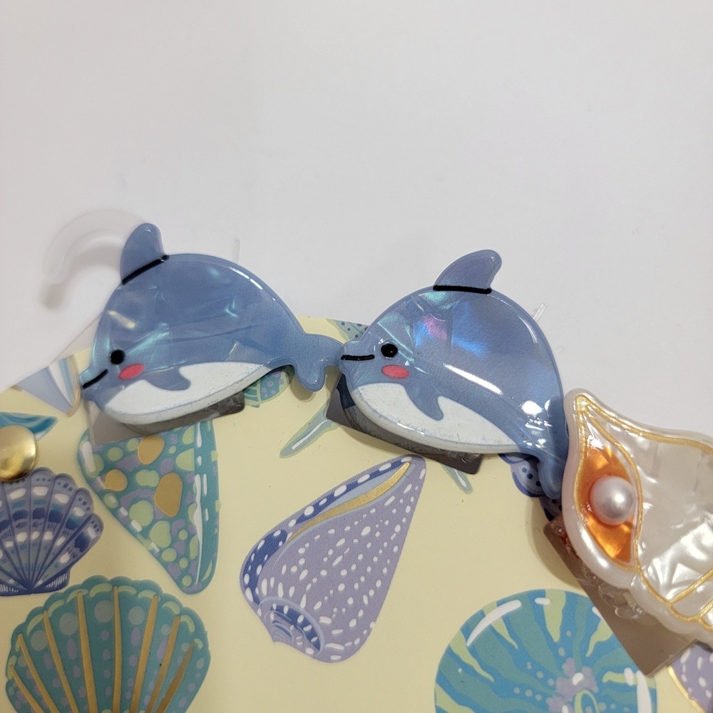 Piper K Ocean Sea Life Mini Hair Claw Clips Dolphins Crabs Starfish Shells 10 Pc - Picture 2 of 7